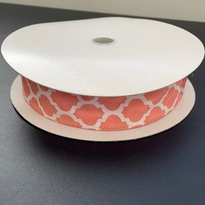 Peach/Salmon Colored Ribbon with White Pattern 1.5”x50Y